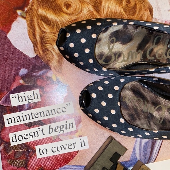 SAM EDELMAN ‘Evelyn’ Peep Toe Polka Dot Stilettos - Picture 3 of 12